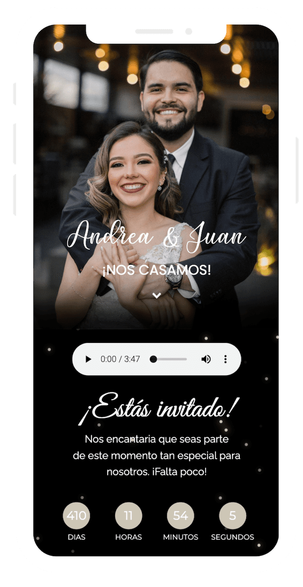 Invitación digital de boda color negra