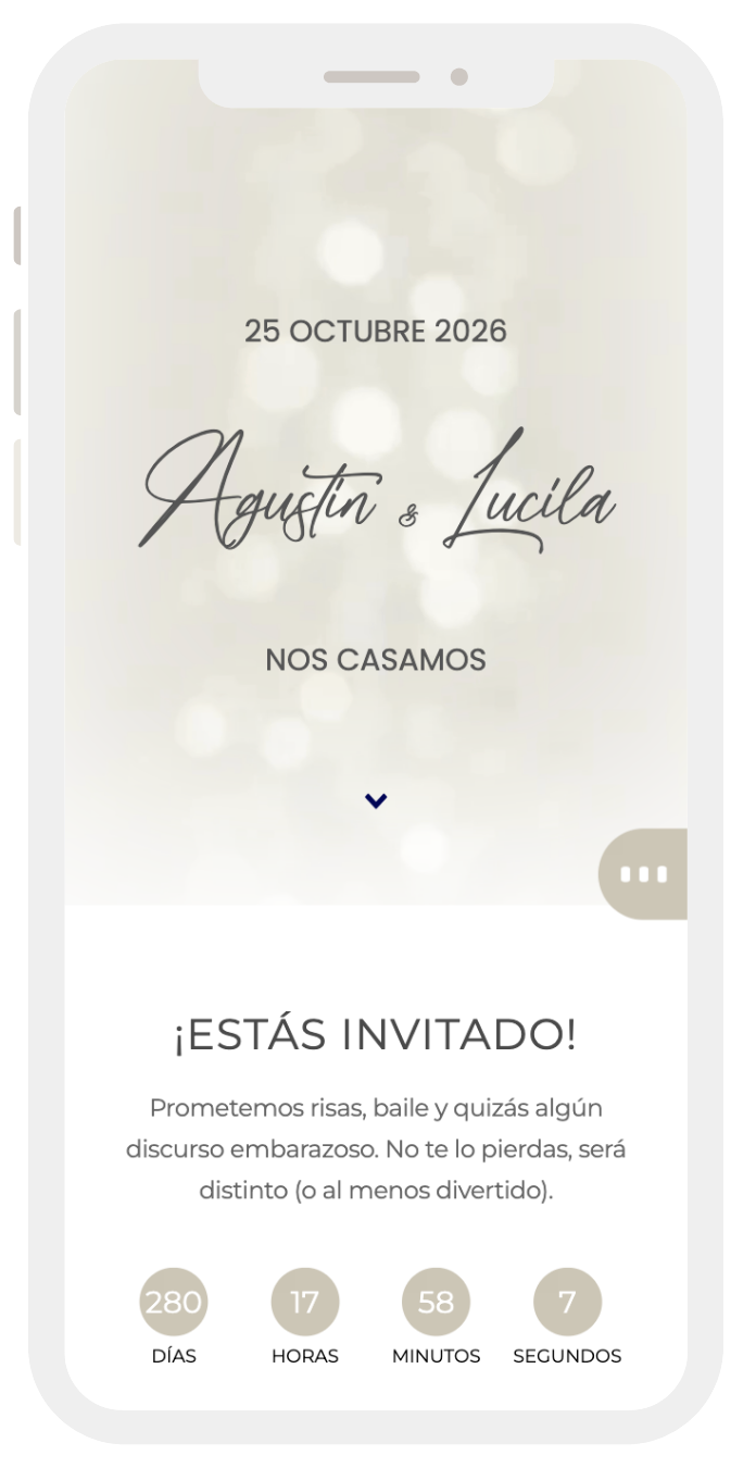 Invitación digital de boda video luces
